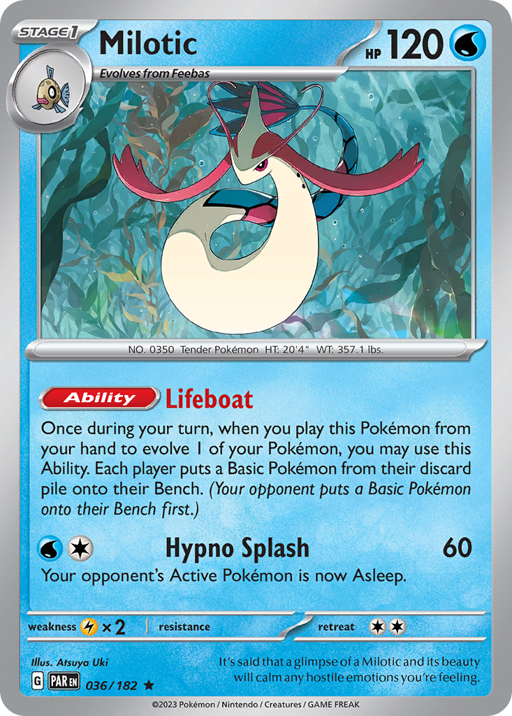 036/182 36/182 Milotic Pokemon Card Paradox Rift Holo Rare *MINT*