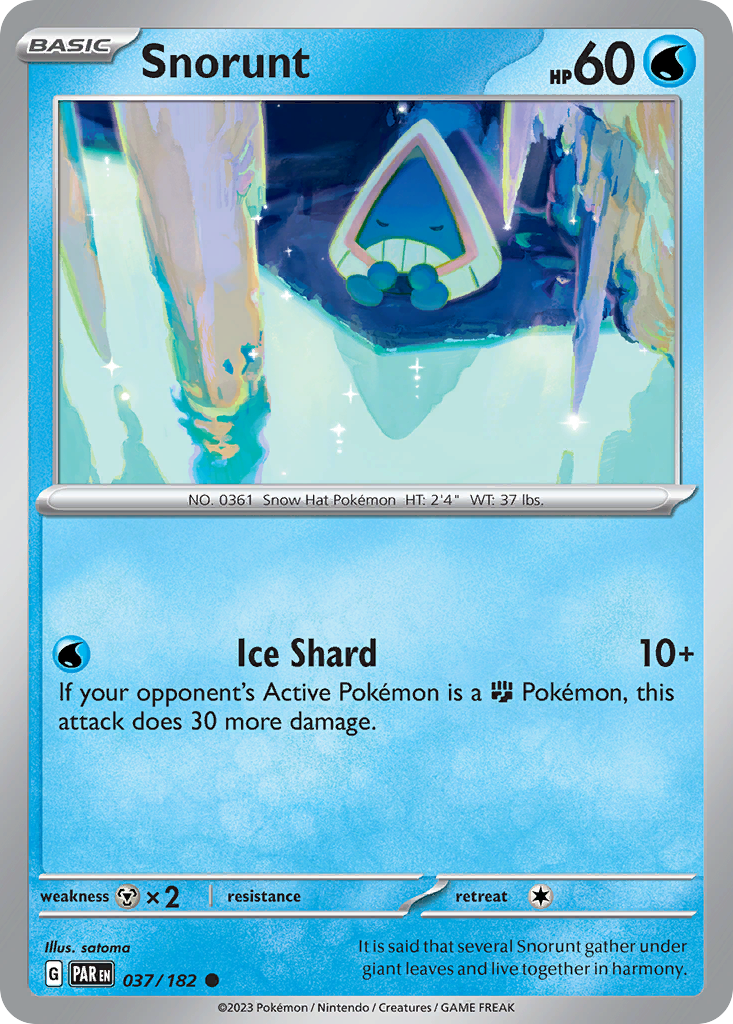 037/182 37/182 Snorunt Pokemon Card Paradox Rift Common *MINT*