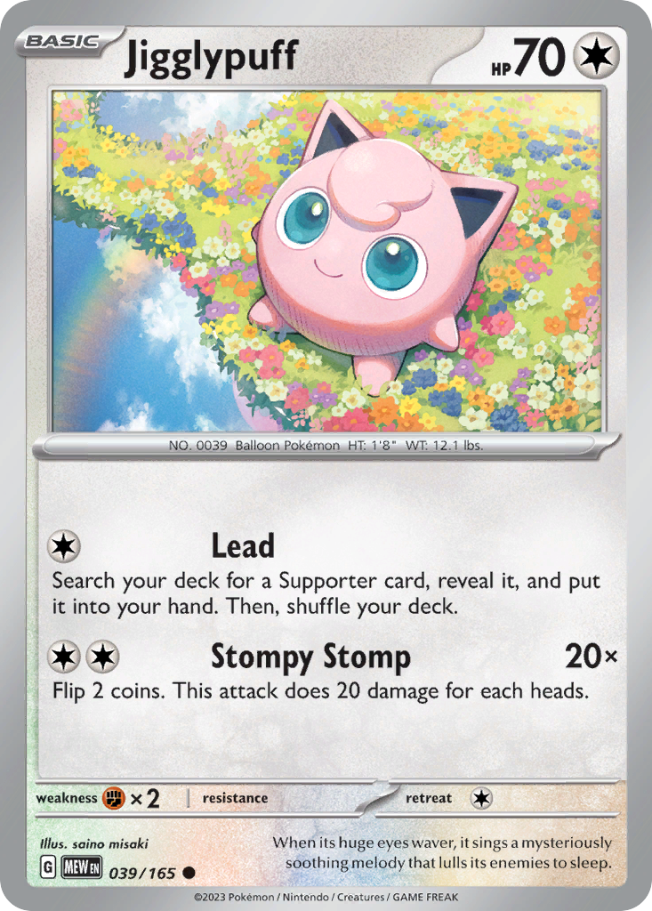 039/165 39/165 Jigglypuff Pokemon Card 151 Common *MINT*