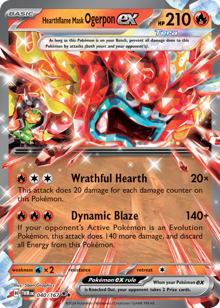 040/167 40/167 Hearthflame Mask Ogerpon ex Pokemon Card Twilight Masquerade Double Rare *MINT*