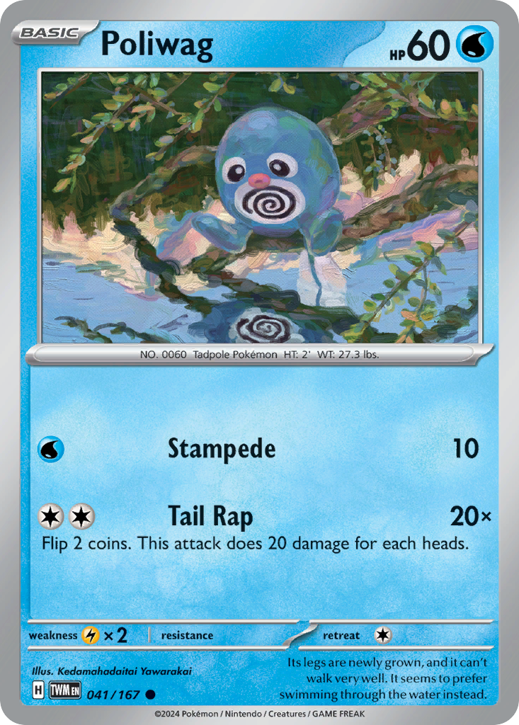 041/167 41/167 Poliwag Pokemon Card Twilight Masquerade Common *MINT*