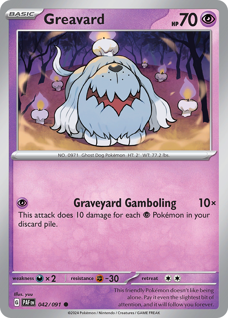 042/091 42/91 Greavard Pokemon Card Paldean Fates Common *MINT*