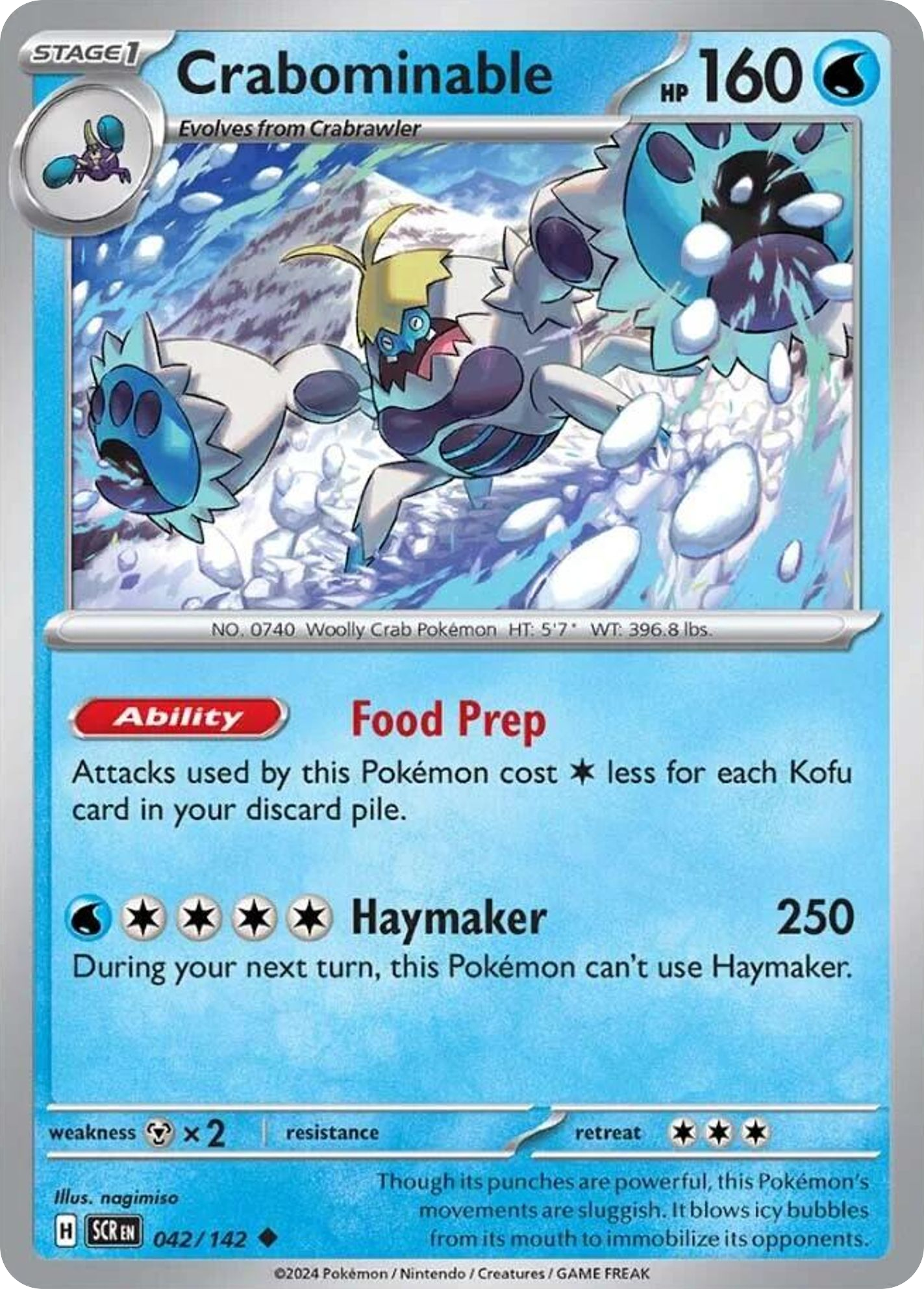 042/142 42/142 Crabominable Pokemon Card Stellar Crown Uncommon *MINT*