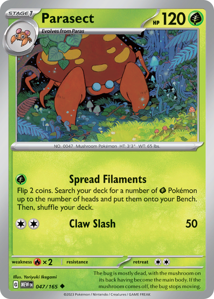 047/165 47/165 Parasect Pokemon Card 151 Uncommon *MINT*