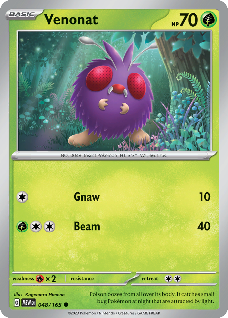 048/165 48/165 Venonat Pokemon Card 151 Common *MINT*
