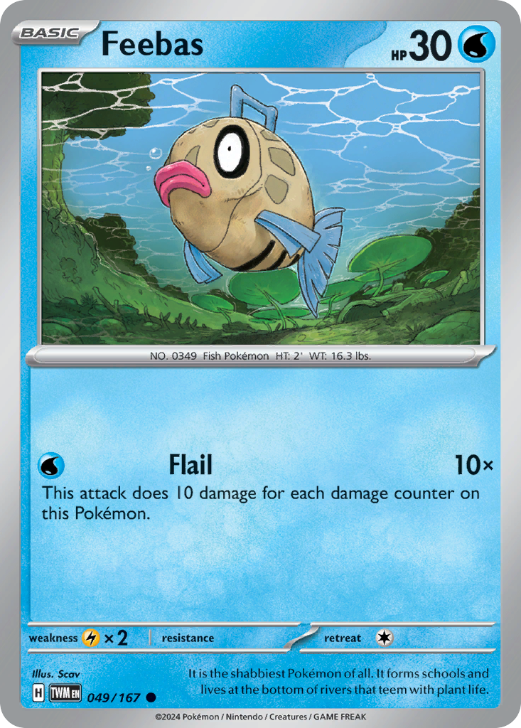 049/167 49/167 Feebas Pokemon Card Twilight Masquerade Common *MINT*
