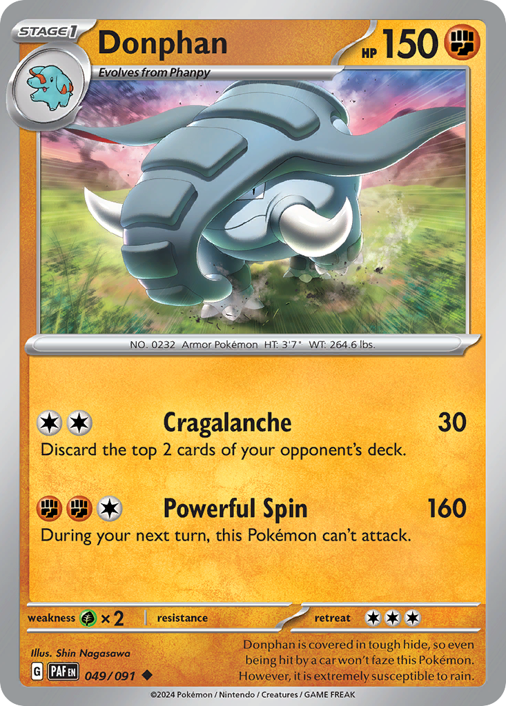 049/091 49/91 Donphan Pokemon Card Paldean Fates Uncommon *MINT*