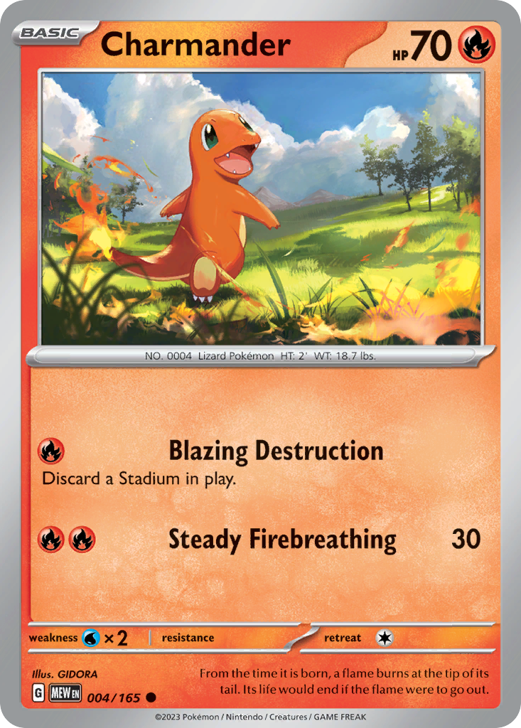004/165 4/165 Charmander Pokemon Card 151 Common *MINT*