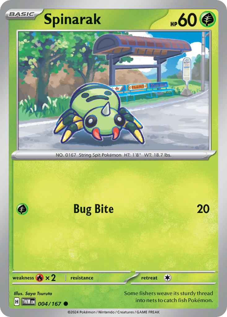 004/167 4/167 Spinarak Pokemon Card Twilight Masquerade Common *MINT*