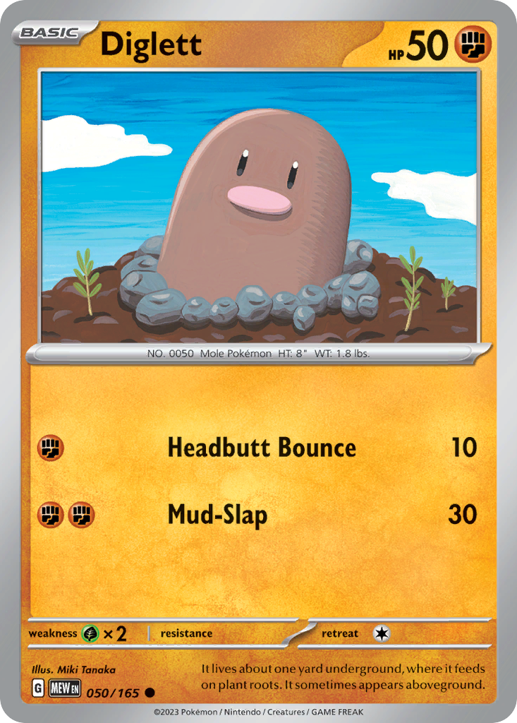 050/165 50/165 Diglett Pokemon Card 151 Common *MINT*