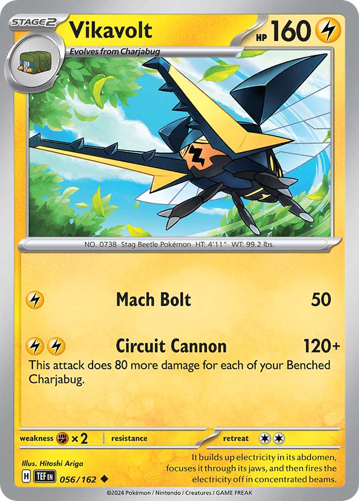 056/162 56/162 Vikavolt Pokemon Card Temporal Forces Uncommon *MINT*