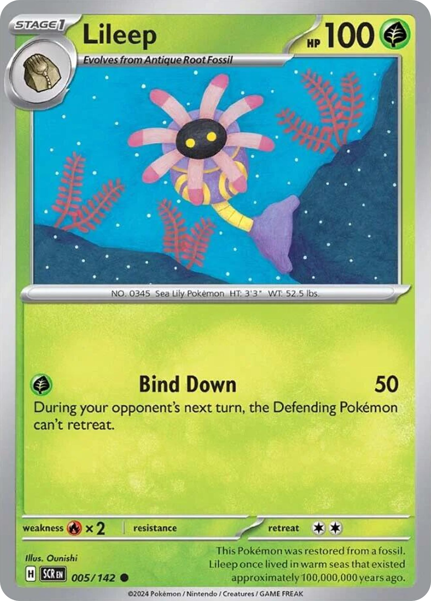 005/142 5/142 Lileep Pokemon Card Stellar Crown Common *MINT*