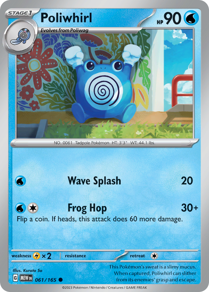 061/165 61/165 Poliwhirl Pokemon Card 151 Common *MINT*