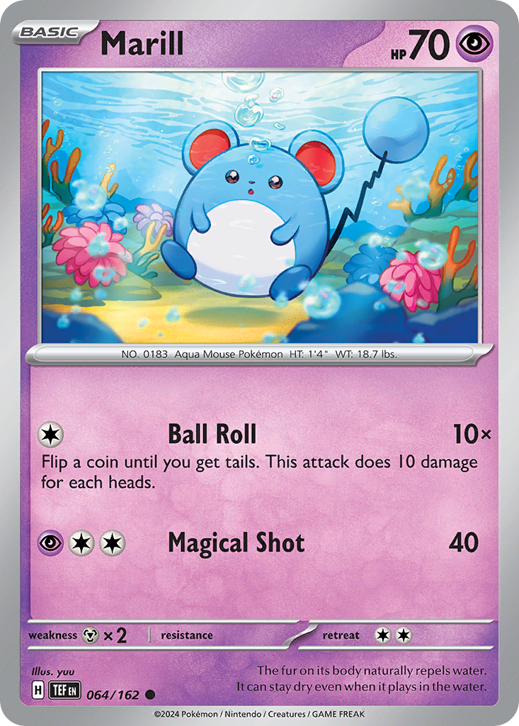 064/162 64/162 Marill Pokemon Card Temporal Forces Common *MINT*