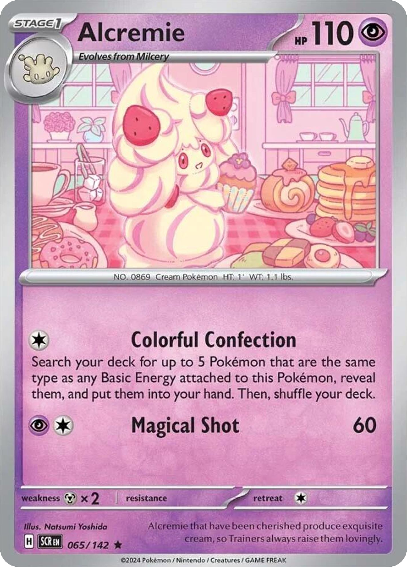 065/142 65/142 Alcremie Pokemon Card Stellar Crown Holo Rare *MINT*