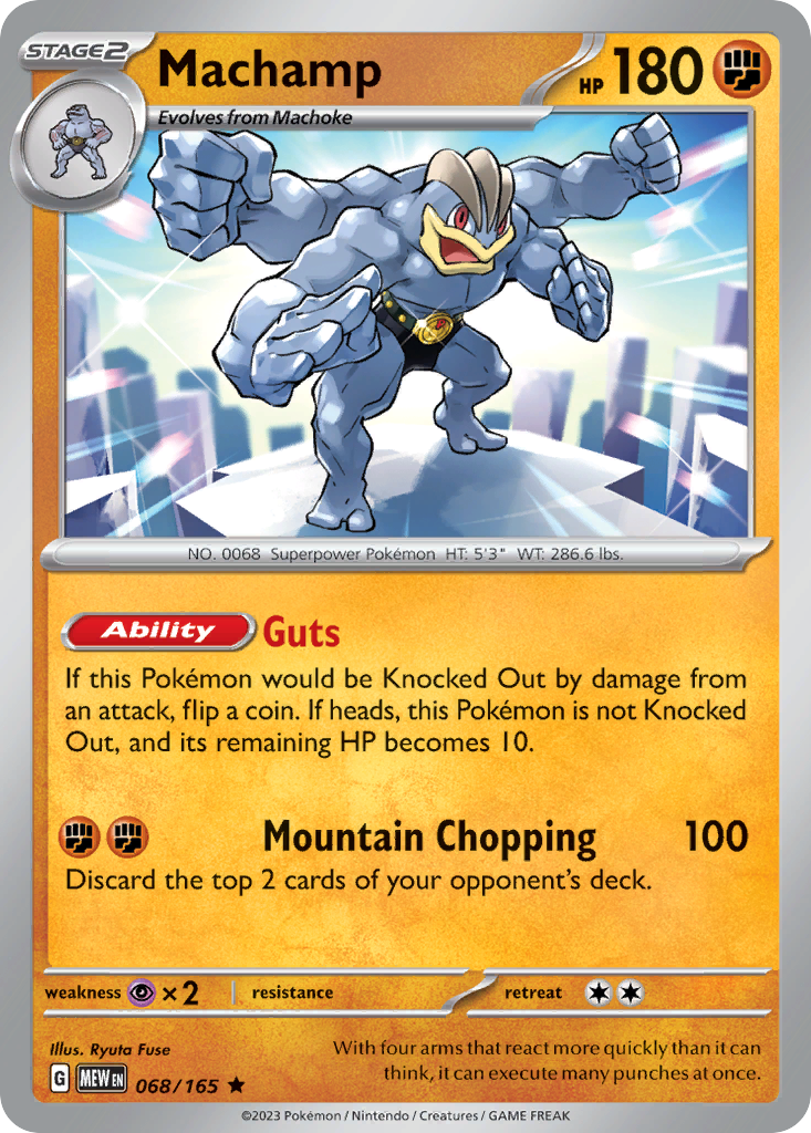 068/165 68/165 Machamp Pokemon Card 151 Holo Rare *MINT*