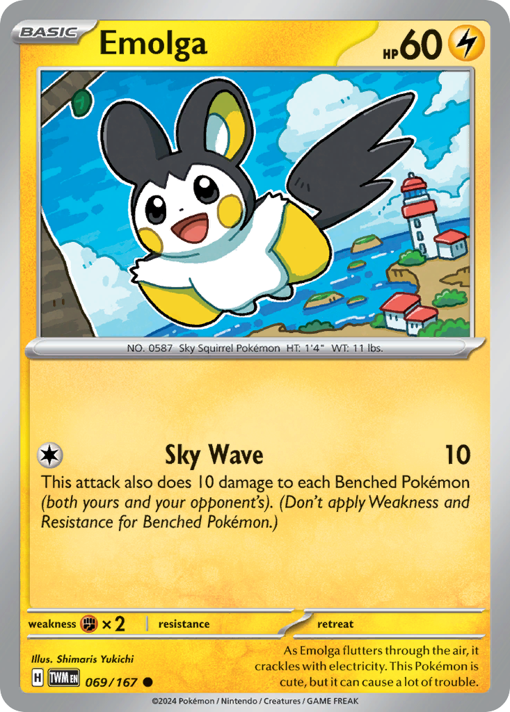 069/167 69/167 Emolga Pokemon Card Twilight Masquerade Common *MINT*