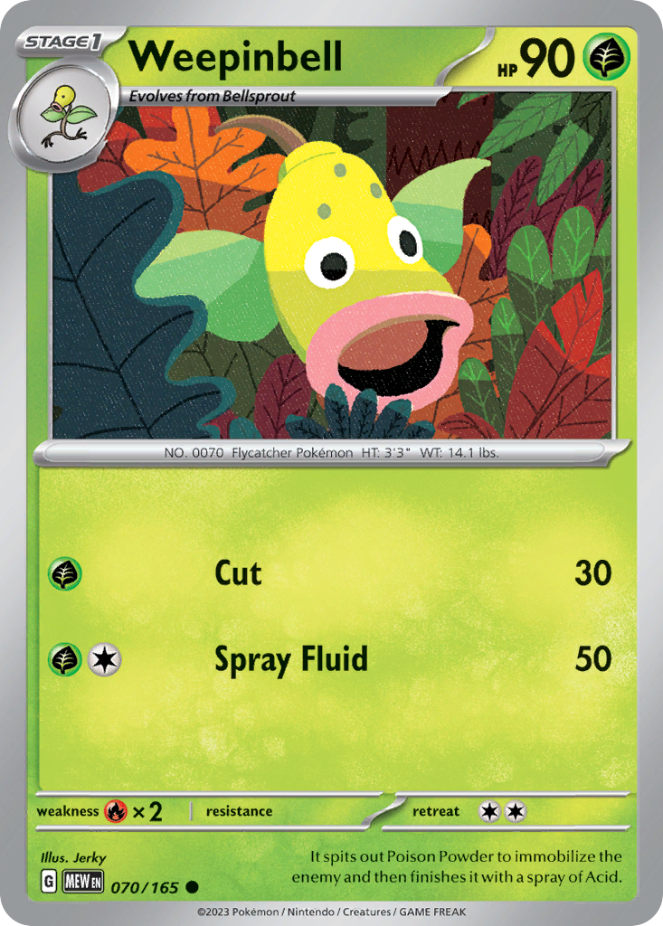 070/165 70/165 Weepinbell Pokemon Card 151 Common *MINT*