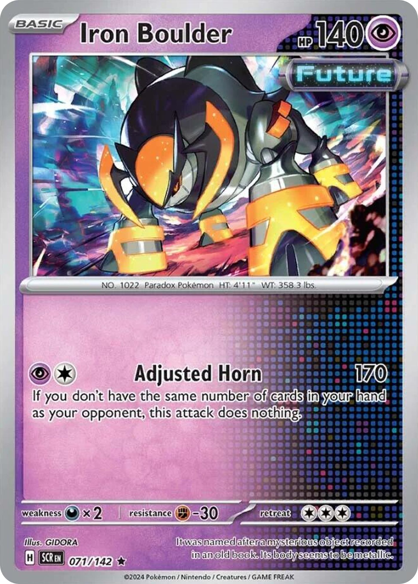 071/142 71/142 Iron Boulder Pokemon Card Stellar Crown Holo Rare *MINT*