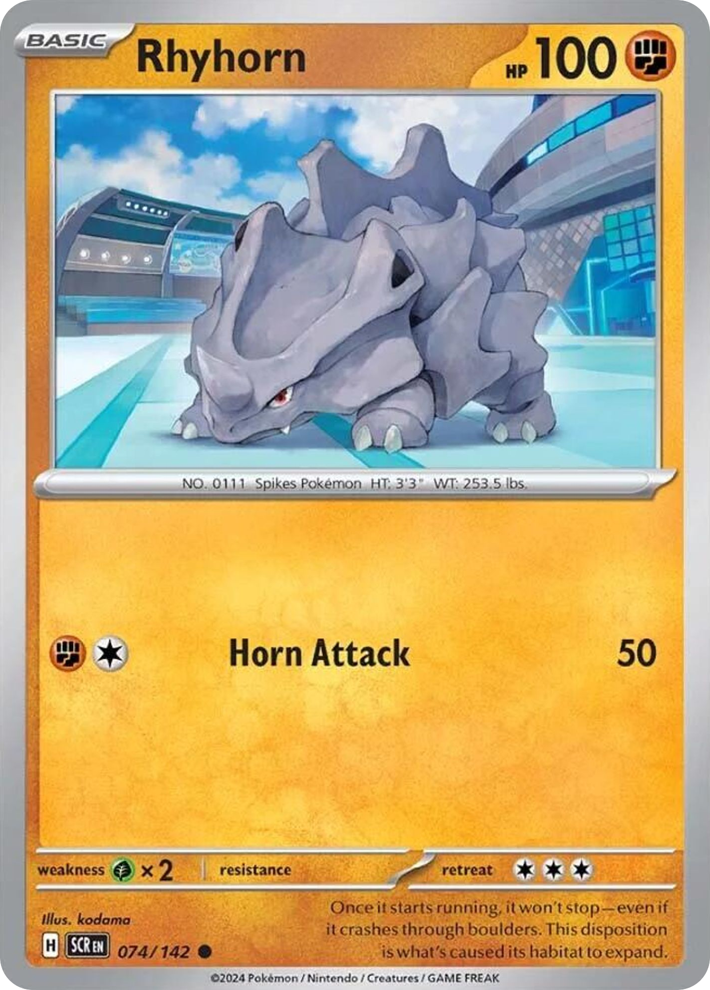 074/142 74/142 Rhyhorn Pokemon Card Stellar Crown Common *MINT*