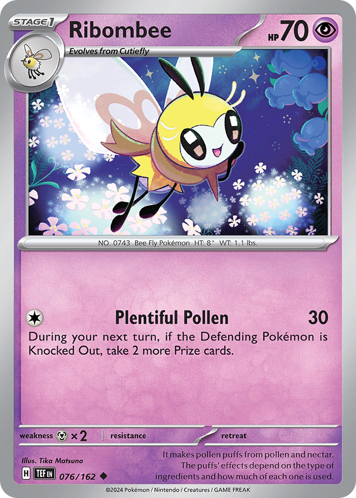 076/162 76/162 Ribombee Pokemon Card Temporal Forces Uncommon *MINT*