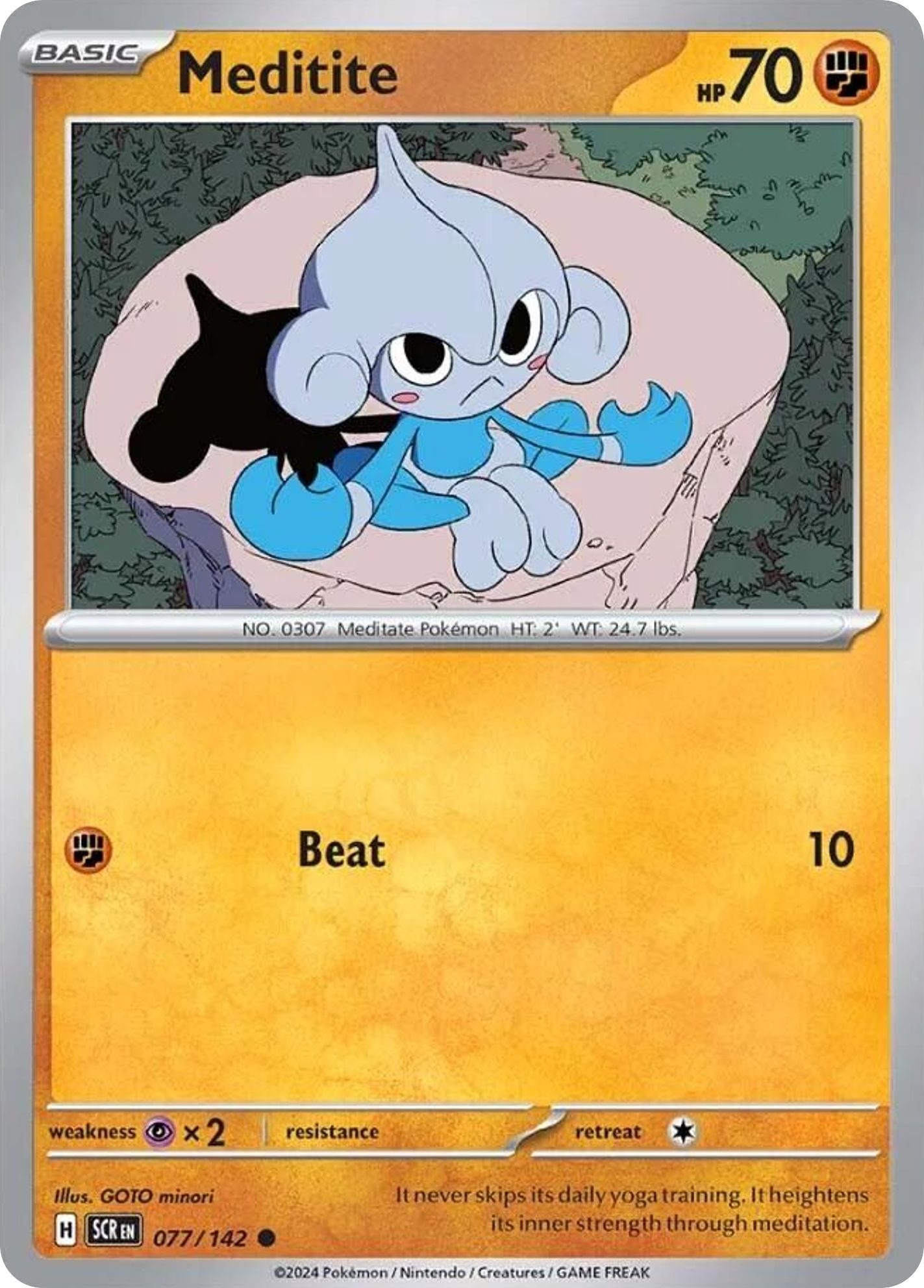 077/142 77/142 Meditite Pokemon Card Stellar Crown Common *MINT*