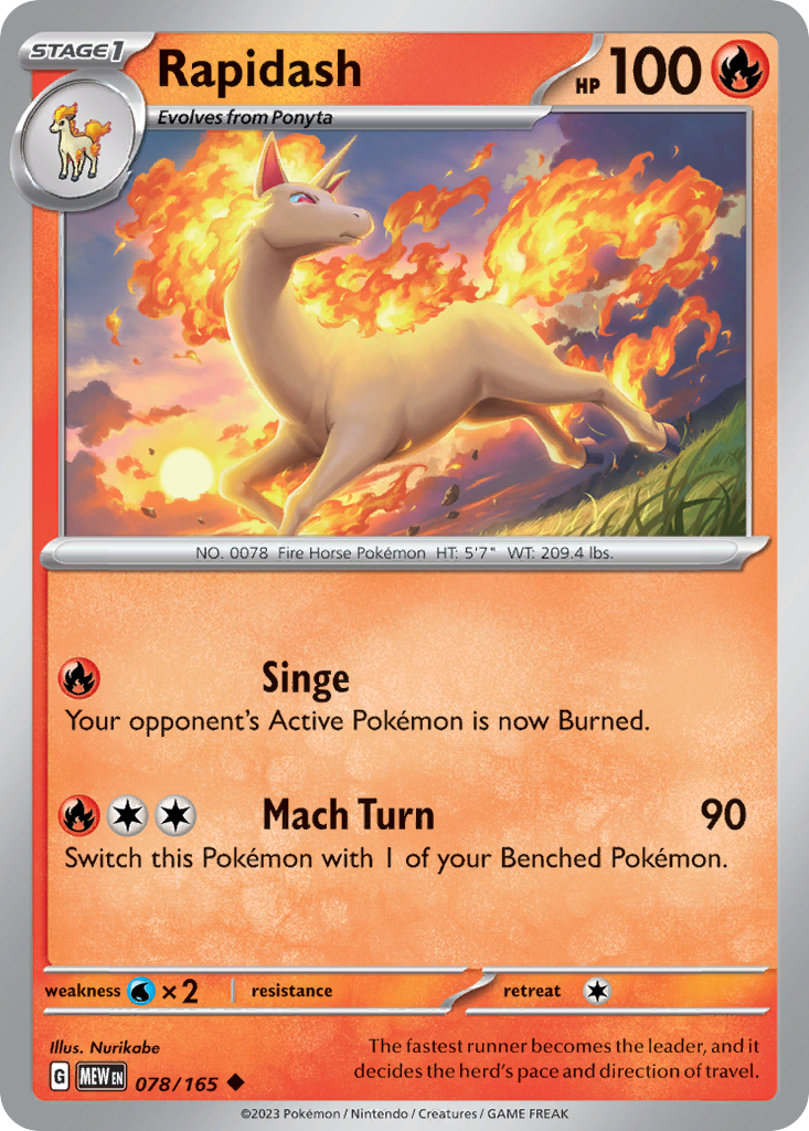 078/165 78/165 Rapidash Pokemon Card 151 Uncommon *MINT*