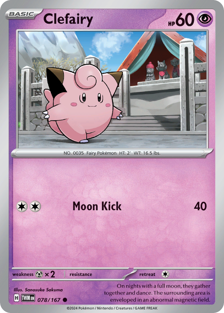 078/167 78/167 Clefairy Pokemon Card Twilight Masquerade Common *MINT*