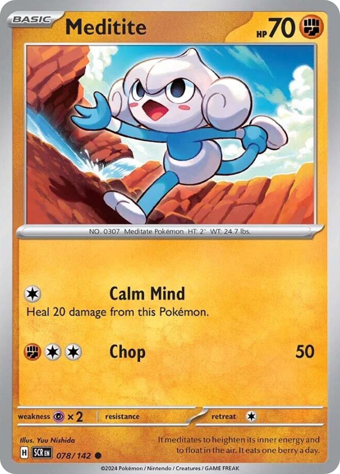 078/142 78/142 Meditite Pokemon Card Stellar Crown Common *MINT*