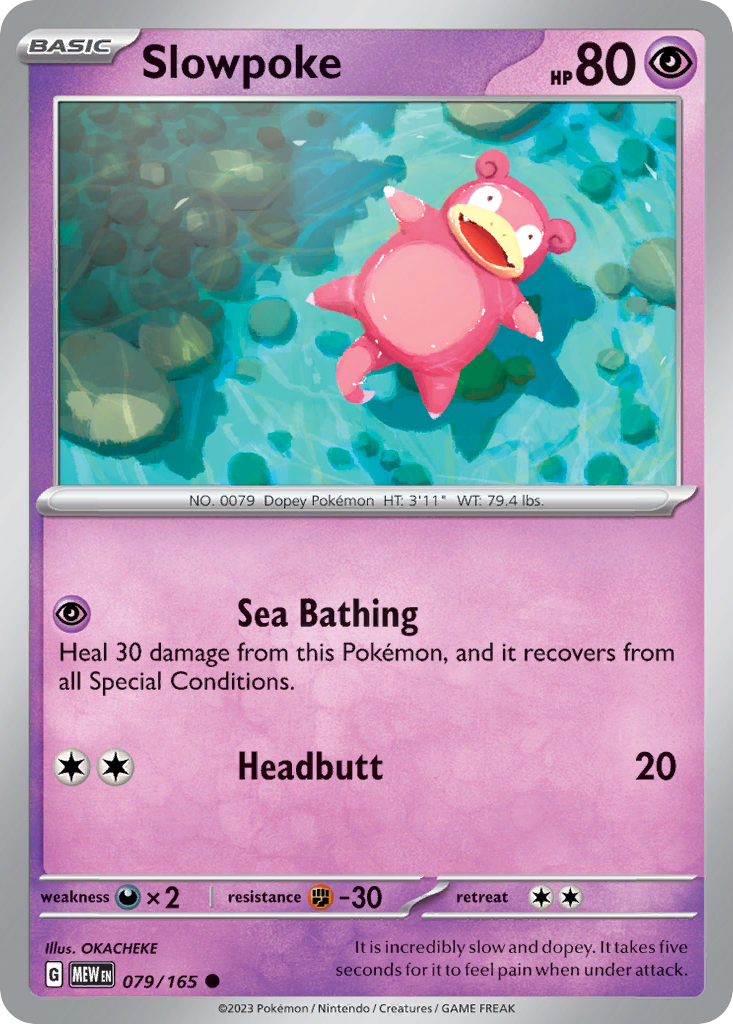 079/165 79/165 Slowpoke Pokemon Card 151 Common *MINT*