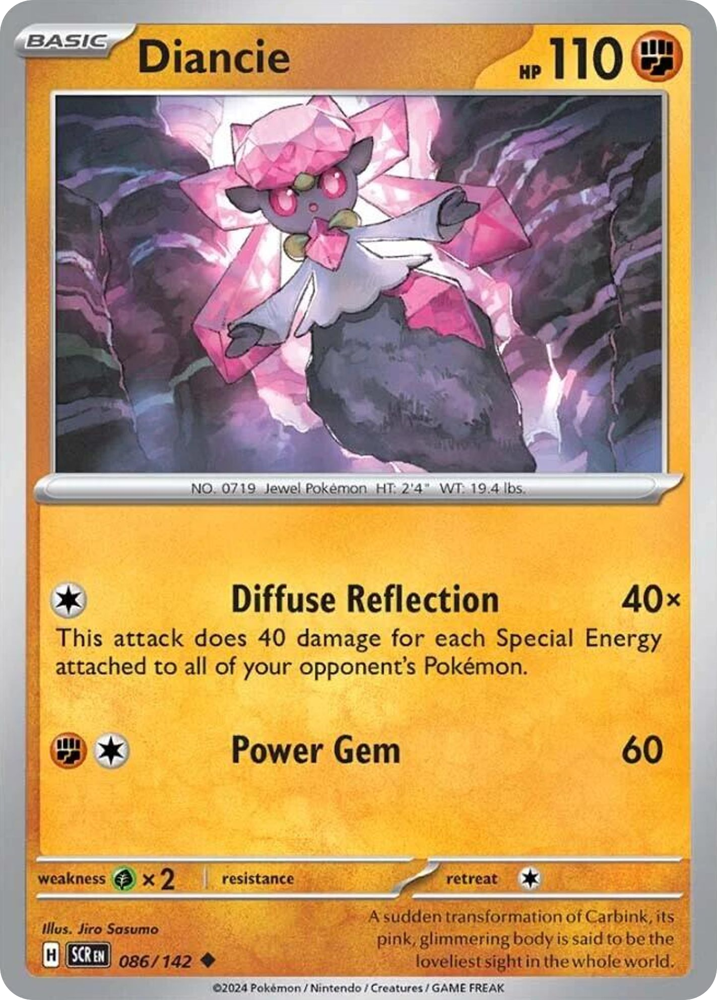 086/142 86/142 Diancie Pokemon Card Stellar Crown Uncommon *MINT*