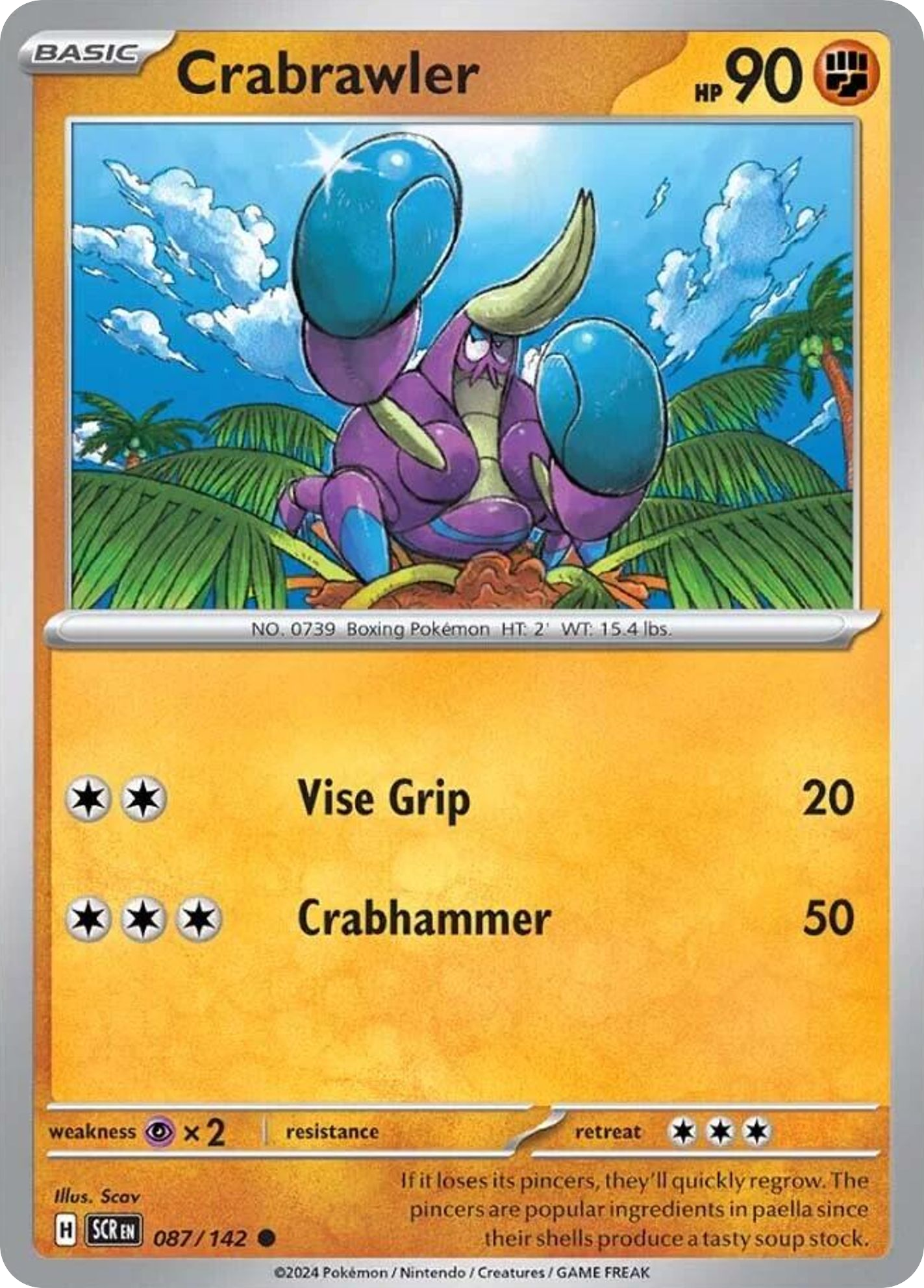 087/142 87/142 Crabrawler Pokemon Card Stellar Crown Common *MINT*