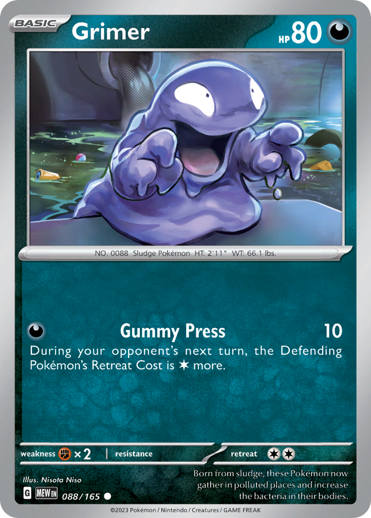088/165 88/165 Grimer Pokemon Card 151 Common *MINT*