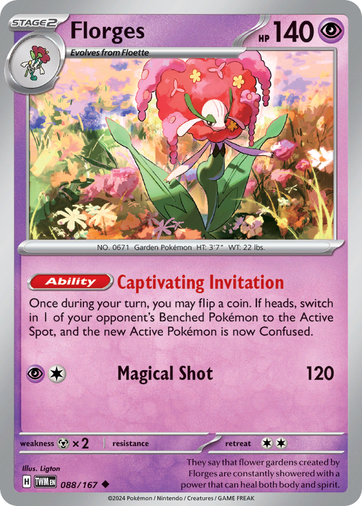 088/167 88/167 Florges Pokemon Card Twilight Masquerade Uncommon *MINT*