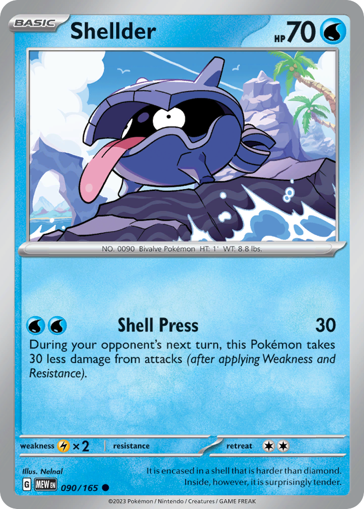 090/165 90/165 Shellder Pokemon Card 151 Common *MINT*