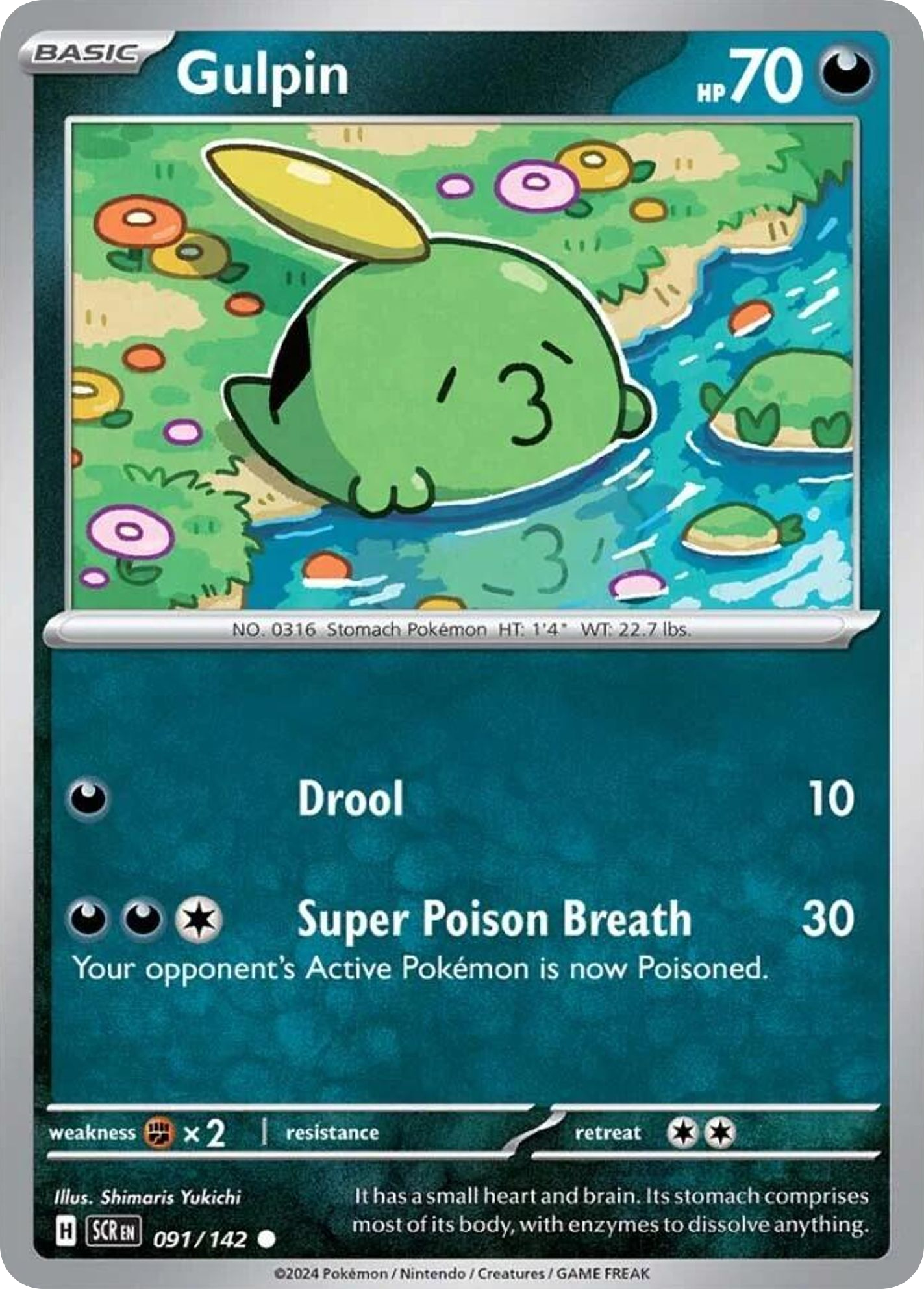 091/142 91/142 Gulpin Pokemon Card Stellar Crown Common *MINT*