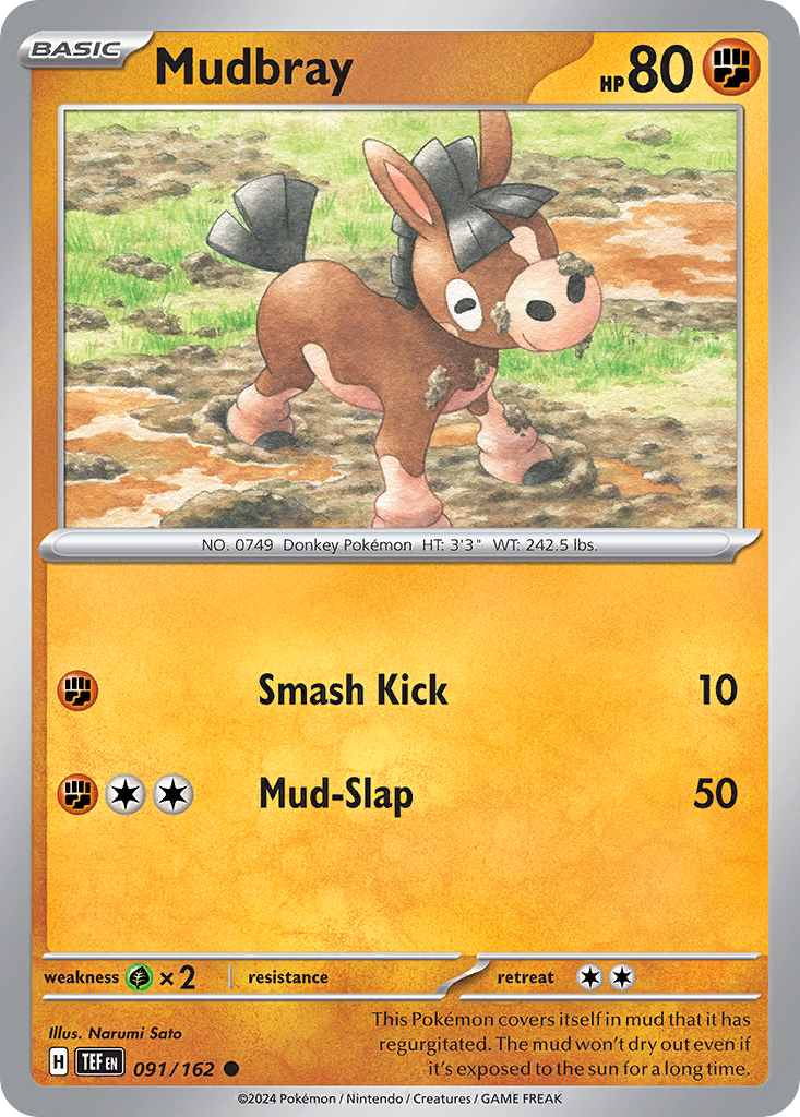 091/162 91/162 Mudbray Pokemon Card Temporal Forces Common *MINT*