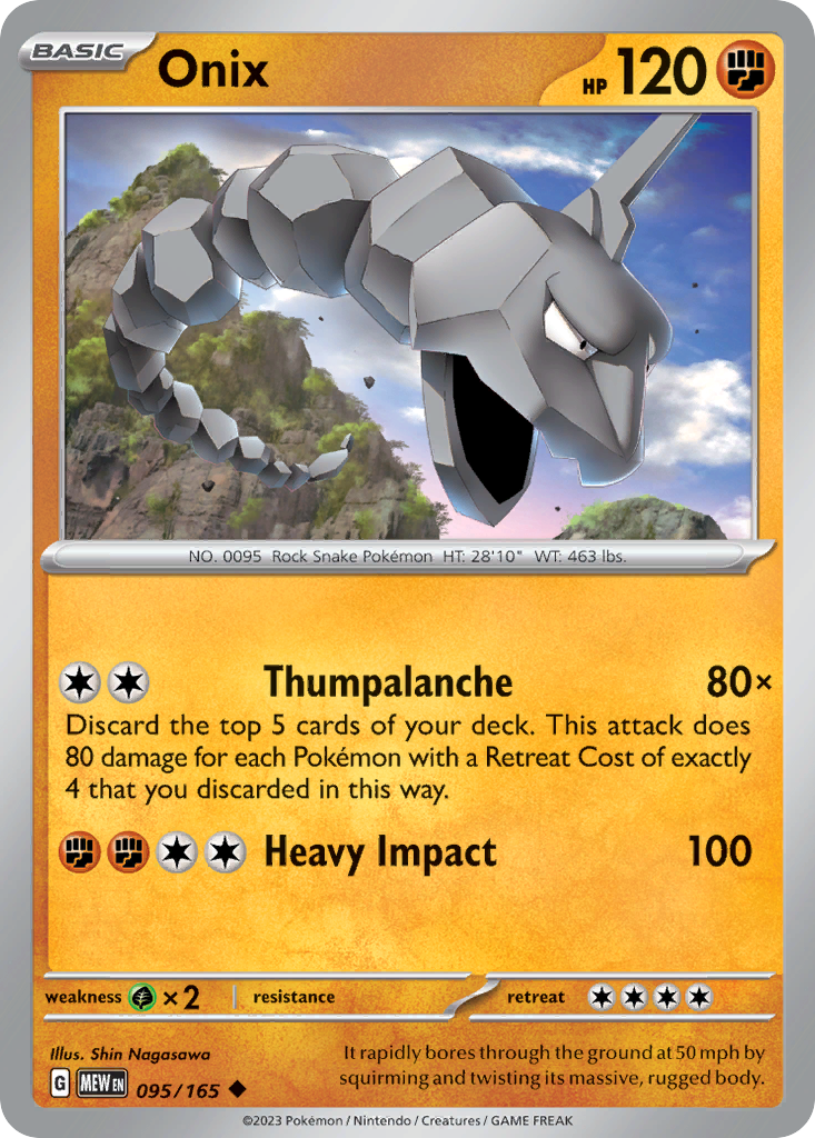 095/165 95/165 Onix Pokemon Card 151 Uncommon *MINT*