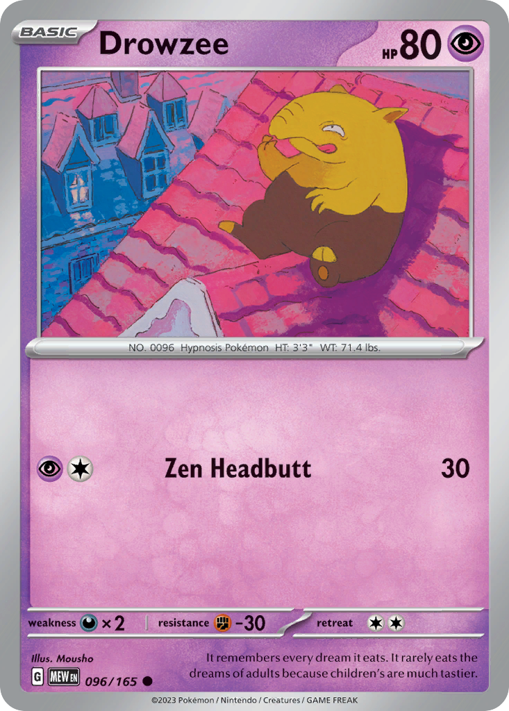 096/165 96/165 Drowzee Pokemon Card 151 Common *MINT*