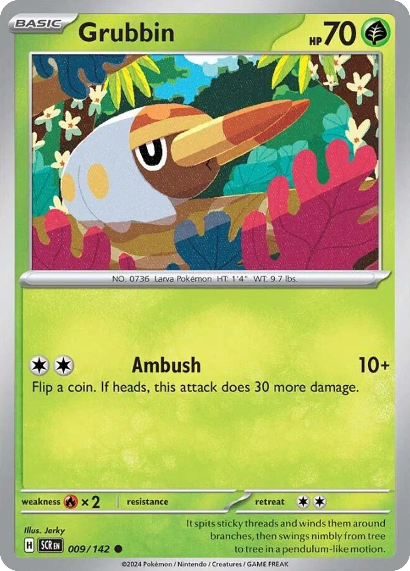 009/142 9/142 Grubbin Pokemon Card Stellar Crown Common *MINT*