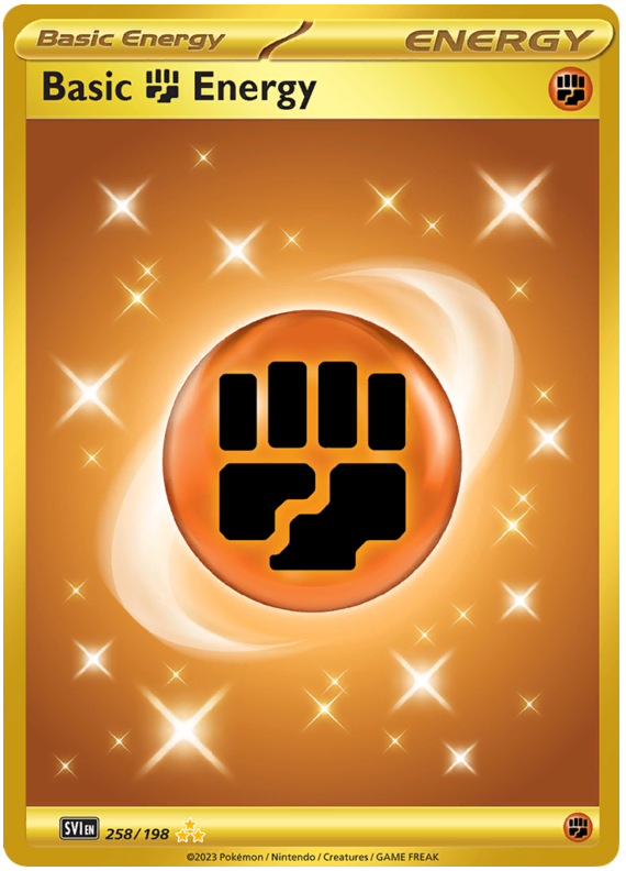 Pokemon Card Scarlet and Violet 258/198 Fighting Energy Gold Secret Rare *MINT*