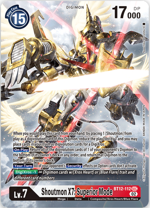 Digimon Card Across Time Shoutmon X7: Superior Mode BT12-112 ALT ART SEC