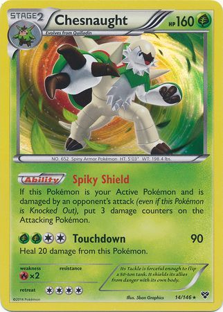 <transcy>Pokemon Card 14/146 XY Chesnaught Sjælden Holo</transcy>