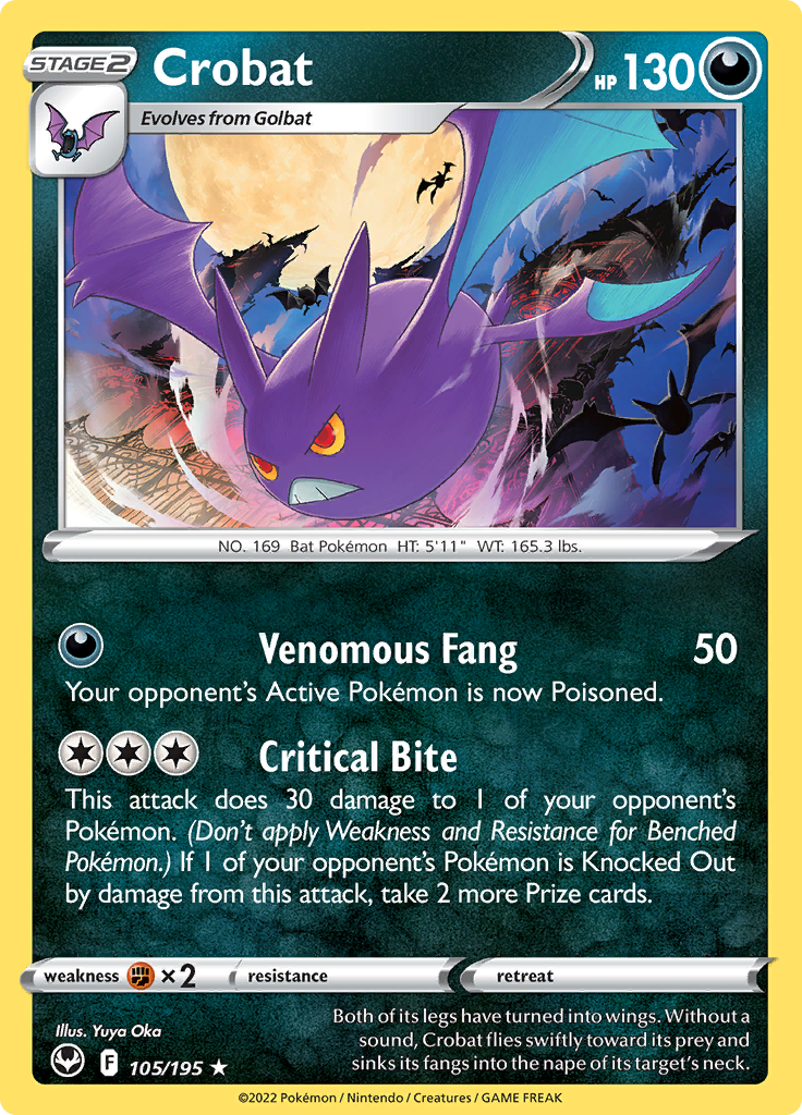 Pokemon Card Silver Tempest 105/195 Crobat Holo Rare *MINT* – Brokenvase  Games
