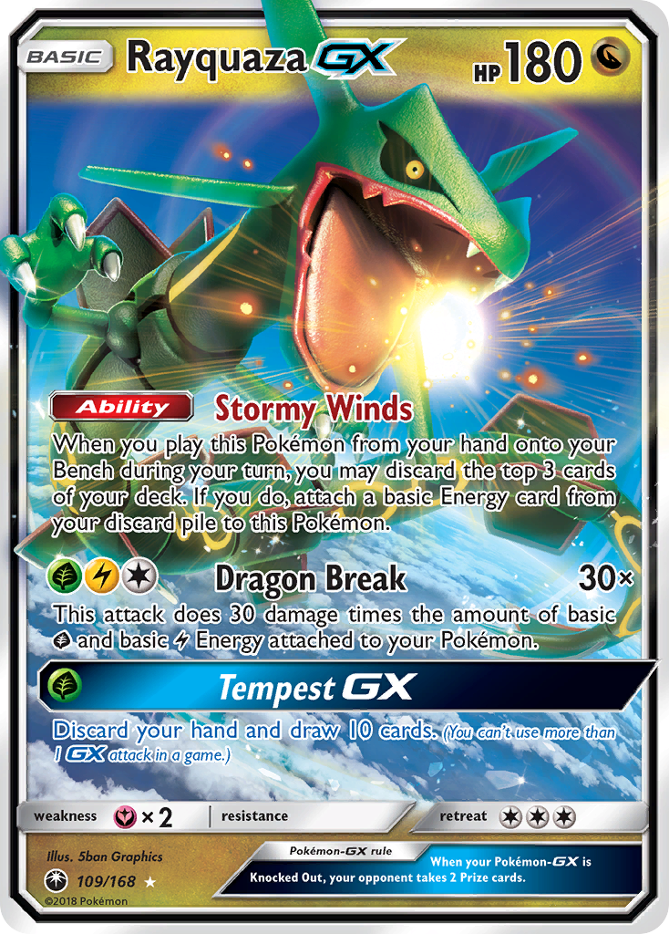 Pokemon Card Celestial Storm 109/168 Rayquaza-GX Pokemon Ultra Rare *MINT*