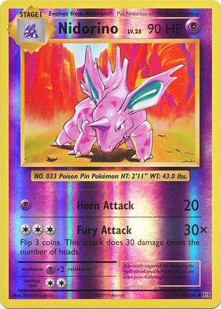 Pokemon Card XY Evolutions 44/108 Nidorino Reverse Holo Uncommon