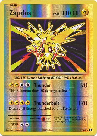 Pokemon Card XY Evolutions 42/108 Zapdos Reverse Holo Rare