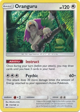 Pokemon Card 113/149 Sun & Moon Oranguru Rare Holo