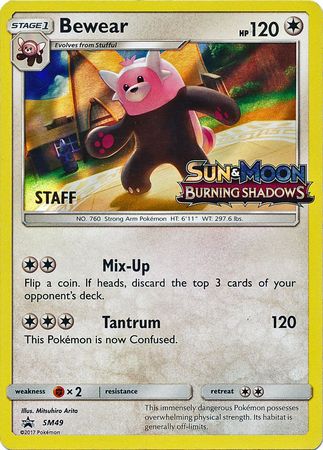 Pokemon Card SM Black Star Promos SM49 Bewear Staff Prerelease promo
