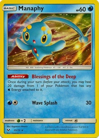 Pokemon Card 25/73 Shining Legends Manaphy Rare Holo
